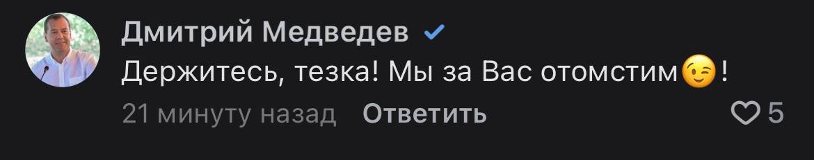 Скриншот комментария Медведева.