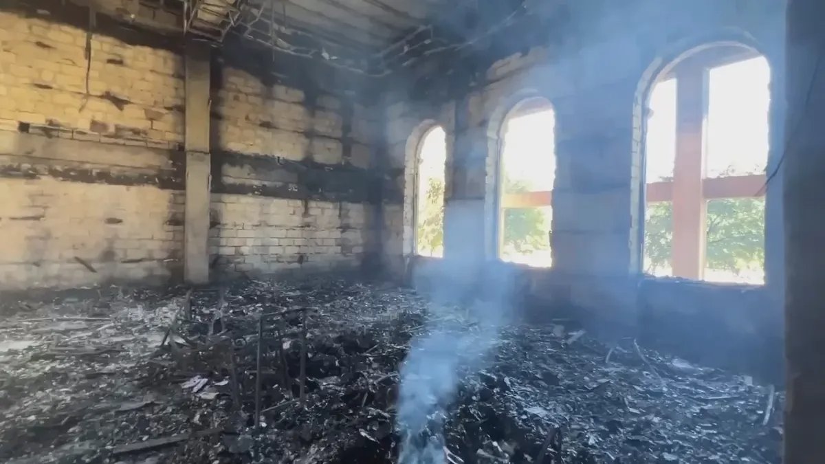 The Kele Numaz synagogue in Derbent after the terrorist attack. Photo:  Head of Dagestan  / Telegram