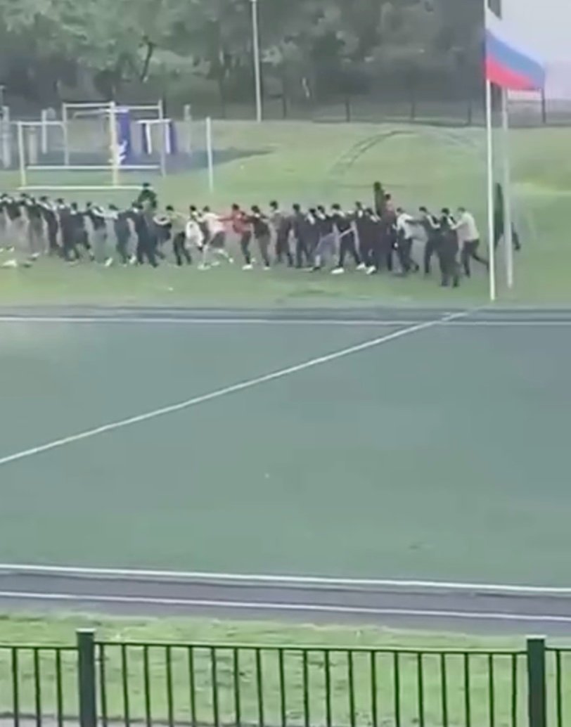 Задержание 50 мигрантов, игравших на футбольном поле недалеко от Можайского шоссе. Фото: скрин  видео