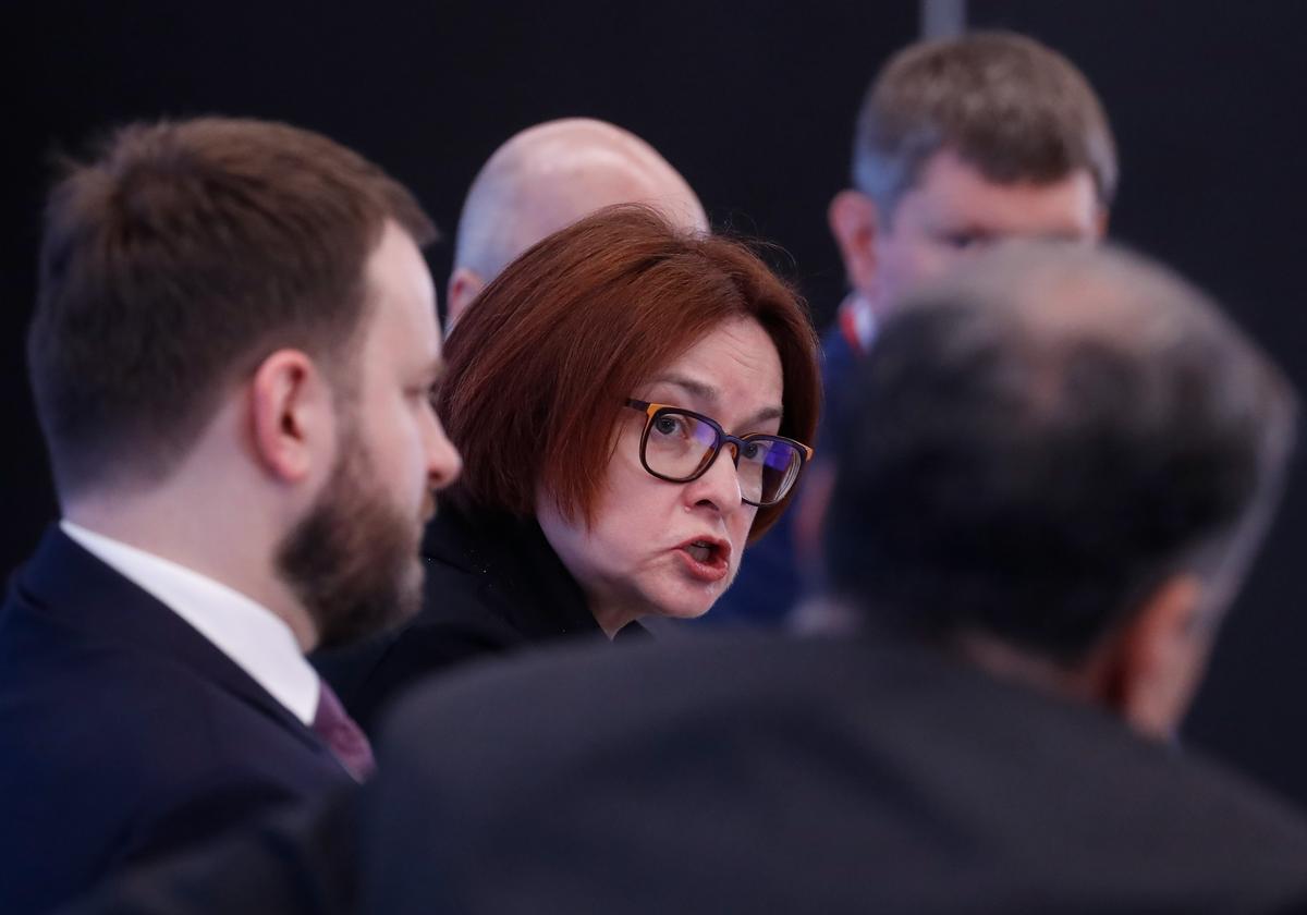 Russia’s Central Bank Governor Elvira Nabiullina attends the St. Petersburg International Economic Forum, 16 June 2022. Photo: EPA-EFE/ANATOLY MALTSEV